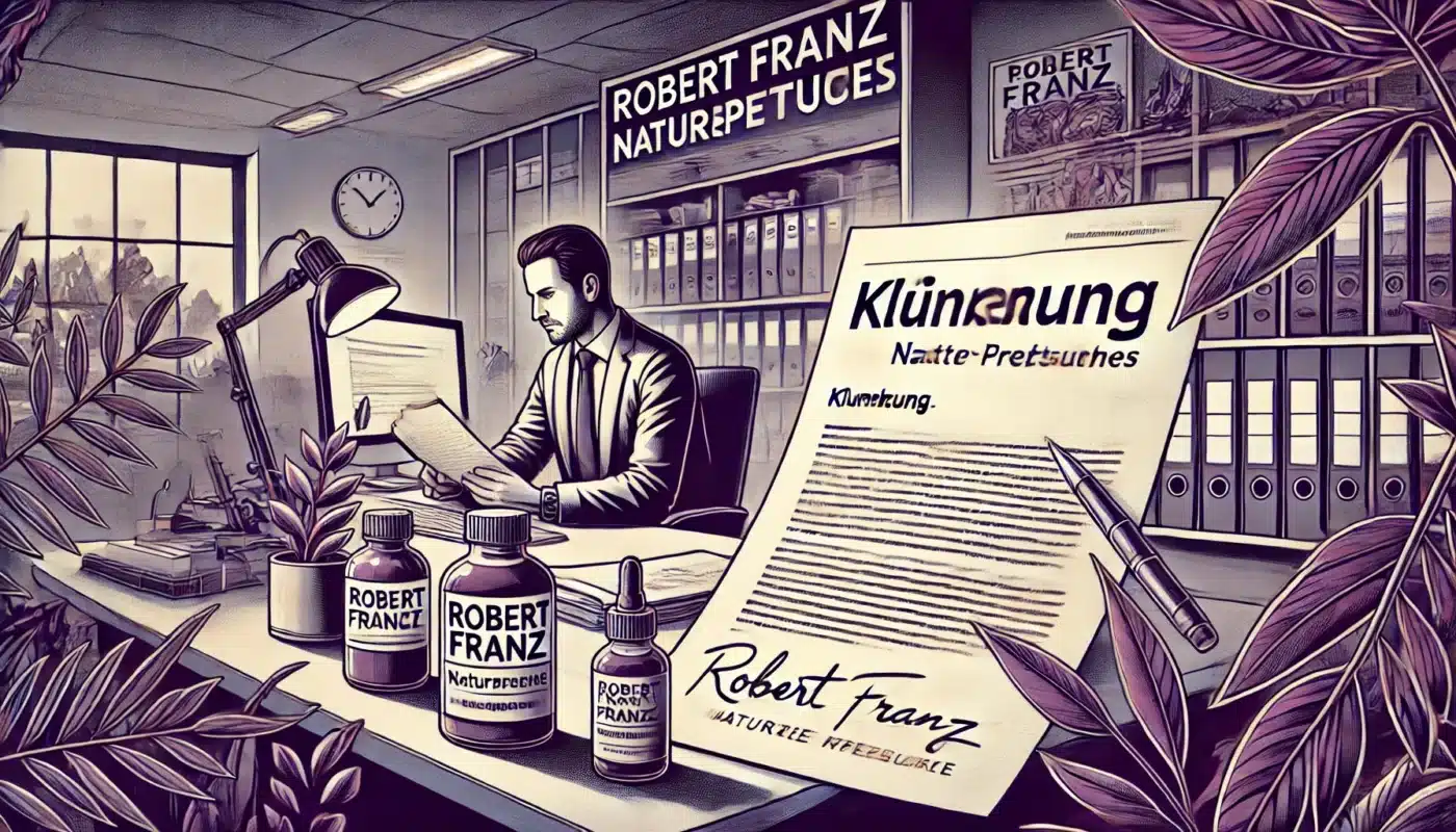 DALL·E 2024 07 09 13.33.51 A detailed illustration depicting the concept of a customer termination Kuendigung for Robert Franz Naturprodukte. The image shows an office settin